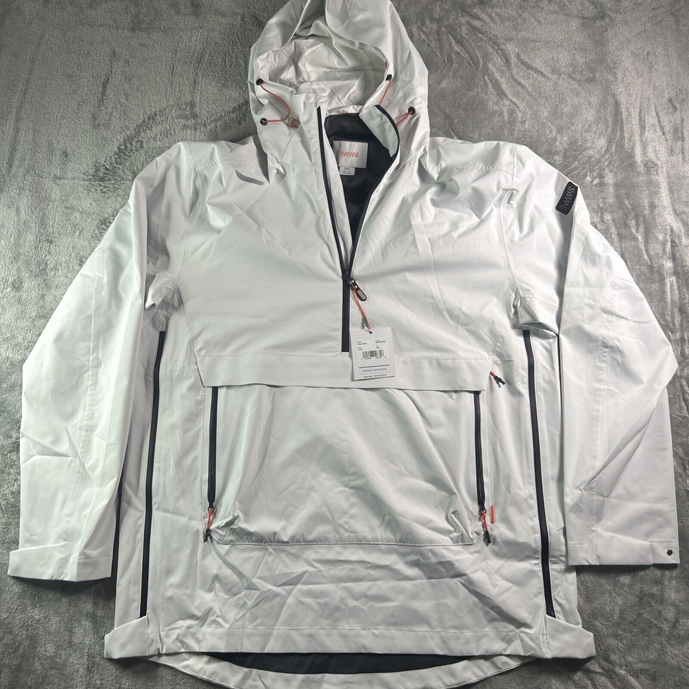 SWIMS MEN'S THE ANORAK RAIN HOODED WHITE JACKET‎ SIZE 2XL NWT